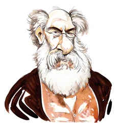 Anthony Trollope - caricatura en color del novelista inglés (1815-82)